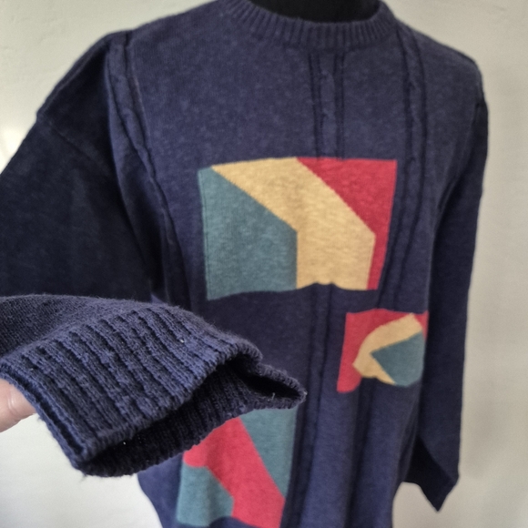 Colorful Geometric 90s  Men's Sweater XL - Picture 5 of 7